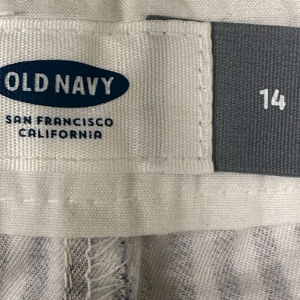 Old Navy grey/white striped button shorts
